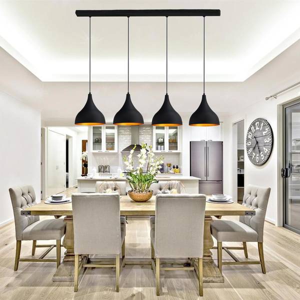 Pendelleuchte Adash 4 Flammig Lampe Schwarz - Metall - 115 x 141 x 28 cm