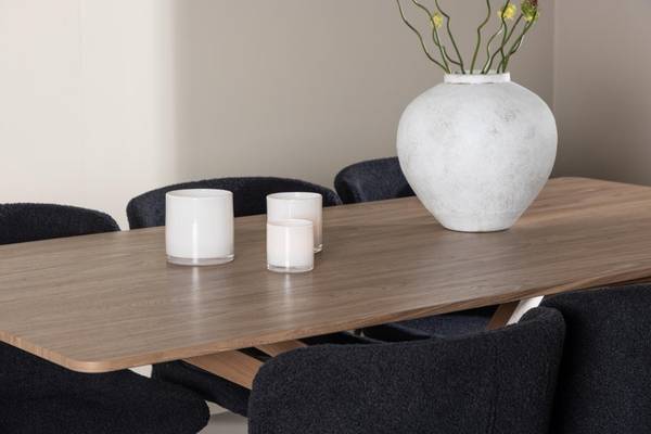 Essgruppe Piazza 7-teilig Schwarz - Braun - Polyester - Webstoff - 90 x 75 x 180 cm