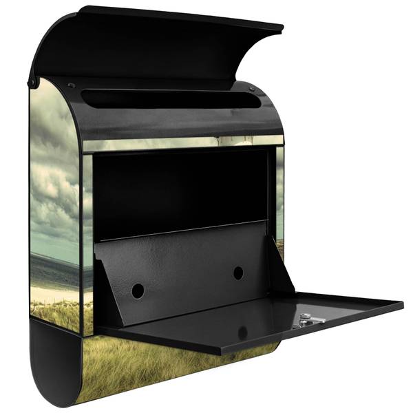 Briefkasten Stahl Leuchtturm Sylt Schwarz - Stahl - 38 x 46 x 13 cm