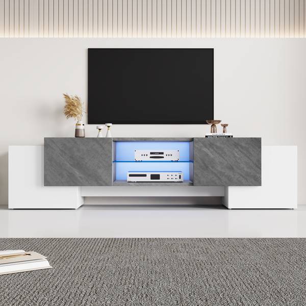 TV Lowboard Grigvek Grau - Weiß - Holzwerkstoff - 30 x 47 x 180 cm