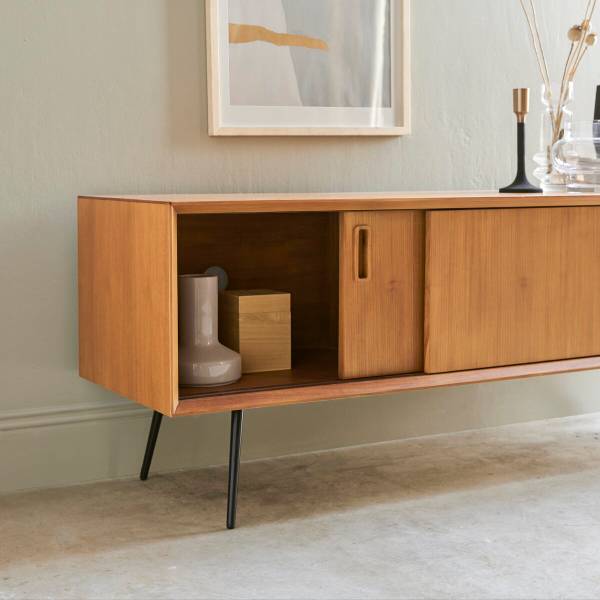 TV-Schrank Simen Beige - Mahagoni - 156 x 58 x 46 cm