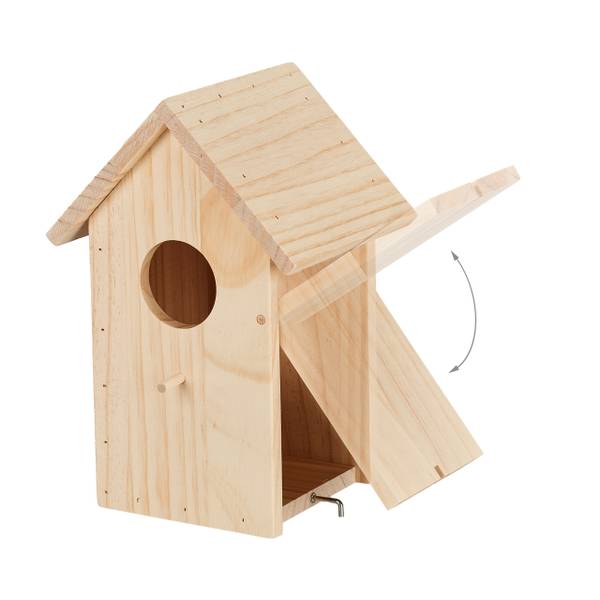 Nestkast koolmees met klep bruin - plaatmateriaal op houtbasis - 17 x 26 x 16 cm