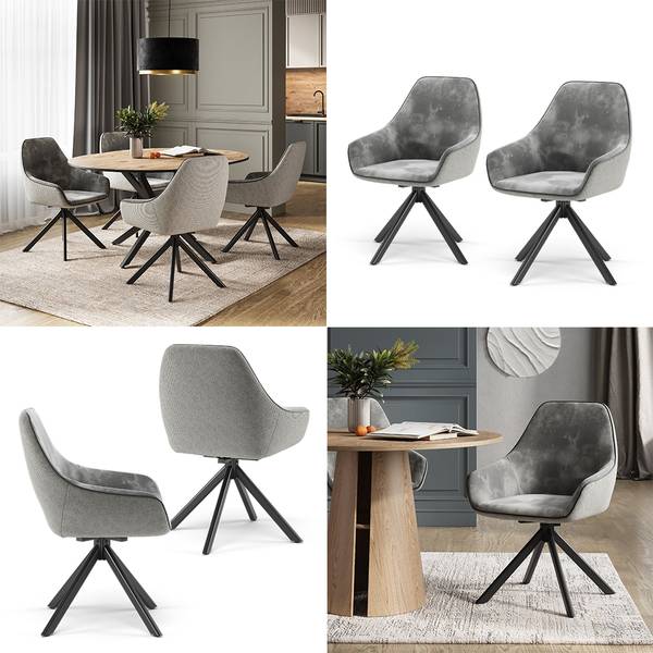 Loungesessel Eleganza 53231 Grau - Samt - 60 x 89 x 62 cm
