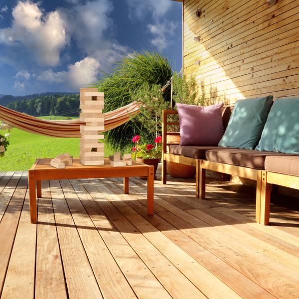 XL Wackelturm Holz Schwarz - Braun - Polyester - 17 x 63 x 17 cm