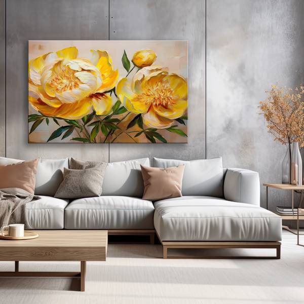 Wandbild pfingstrose blumen gemalt 100 x 70 cm
