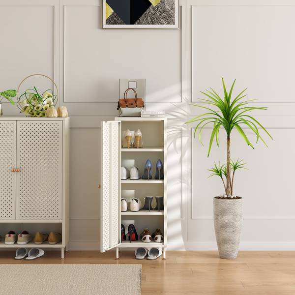 Schuhschrank Coleraine II. Weiß - Stahl - 43 x 115 x 35 cm