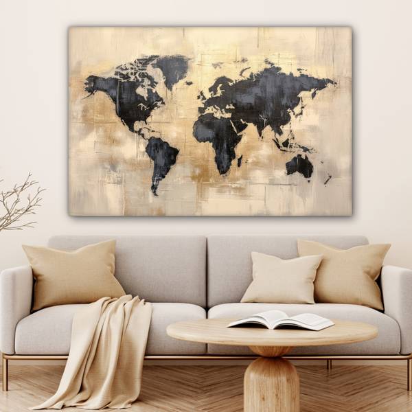 LEINWANDBILD Weltkarte Kupfer - 120 x 80 cm