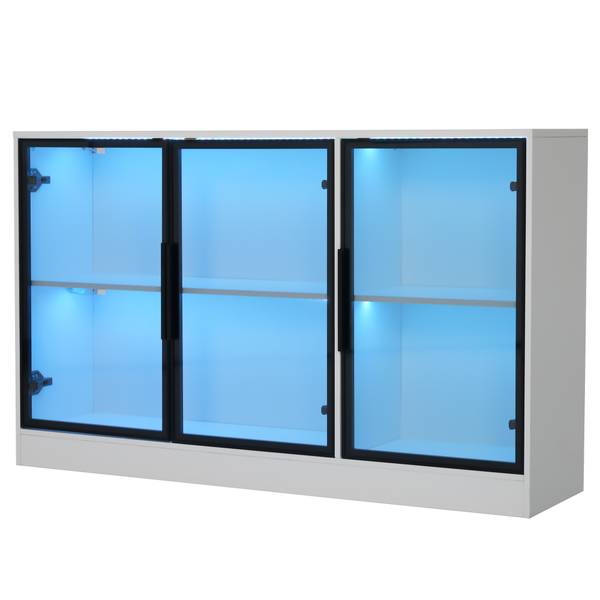 Vitrinekast BAGLA25 Ⅱ wit - plaatmateriaal op houtbasis - 120 x 30 x 120 cm