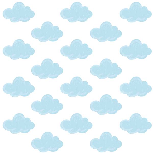 Wandtattoos WOLKEN 20‑er Set Blau - 60 x 30 x 30 cm