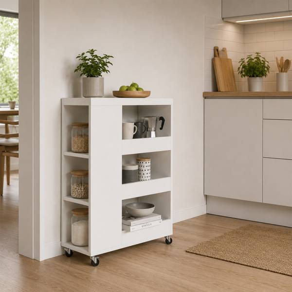 Nischenwagen 4 Ebenen Braun - Holzwerkstoff - Kunststoff - 18 x 85 x 60 cm
