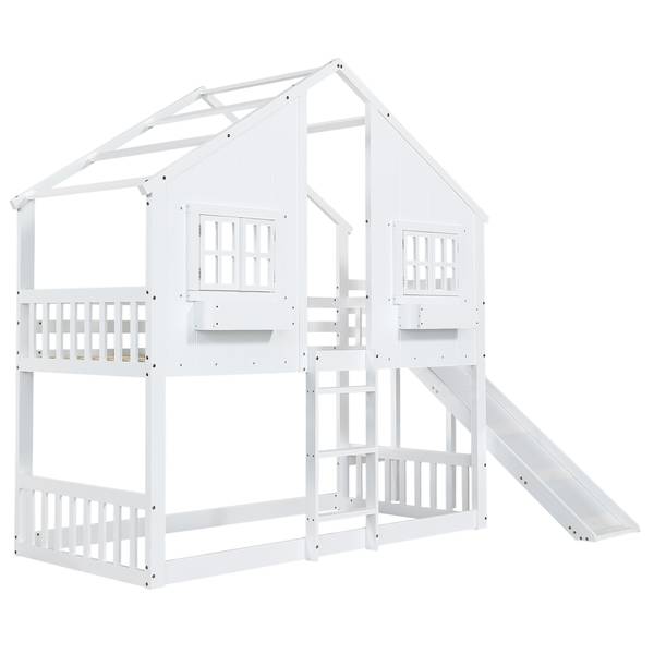 Etagenbett David I Weiß - Holzwerkstoff - Massivholz - 158 x 218 x 247 cm