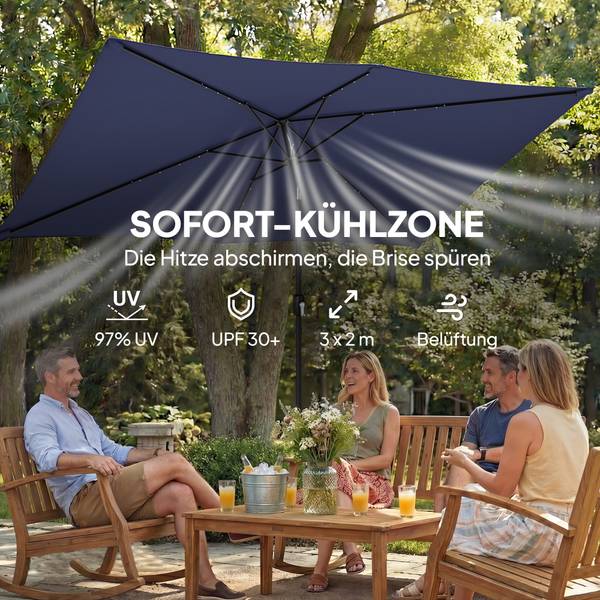 Sonnenschirm 84D-503V00DB Blau - Metall - 198 x 248 x 289 cm