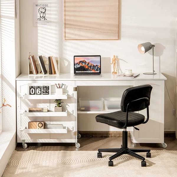 Klappbarer Nähtisch Nähschrank Weiß - Holzwerkstoff - 60 x 75 x 158 cm