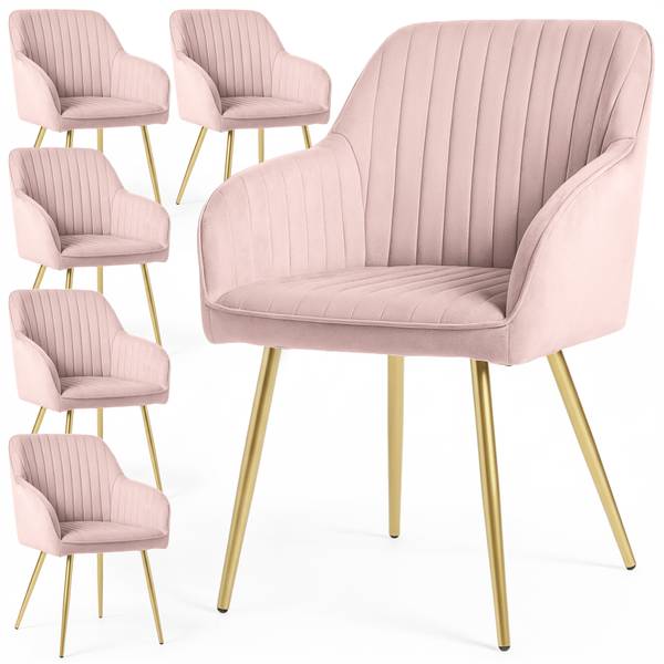 Esszimmerstuhl FLORENCE 6er-Set Gold - Hellrosa