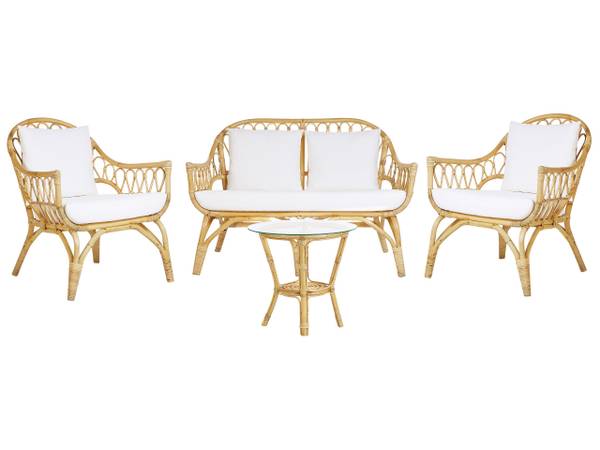 Sitzgruppe SIBARI 11-tlg Braun - Weiß - Rattan - 123 x 81 x 75 cm