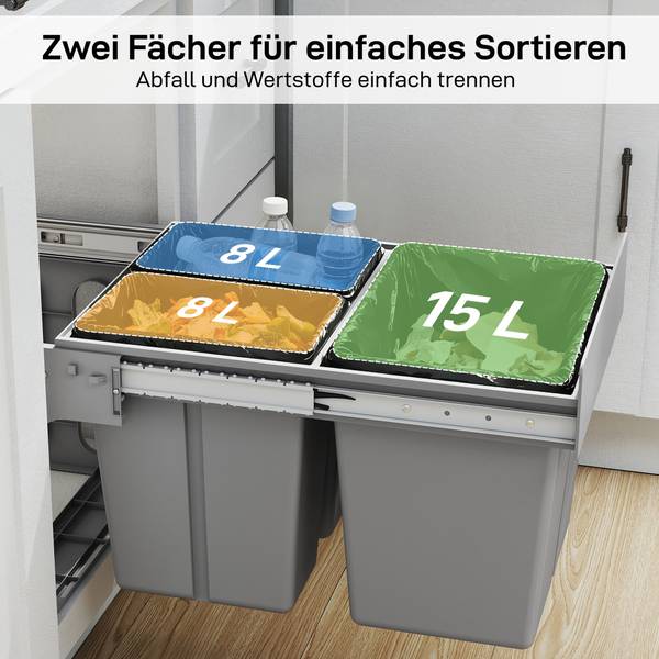 Abfallbehälter 851-075V01LG Grau - Kunststoff - 35 x 36 x 48 cm