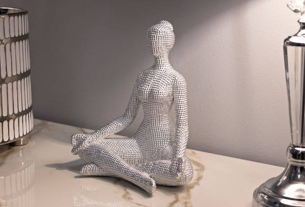 Skulptur Zen Pearl Yoga Grau - Kunststoff - 21 x 23 x 16 cm