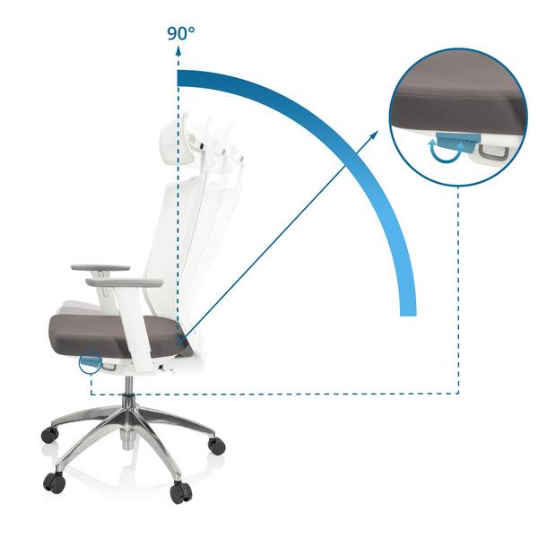 Bürostuhl ASPEN WHITE PRO Grau - Polyester - 55 x 122 x 63 cm