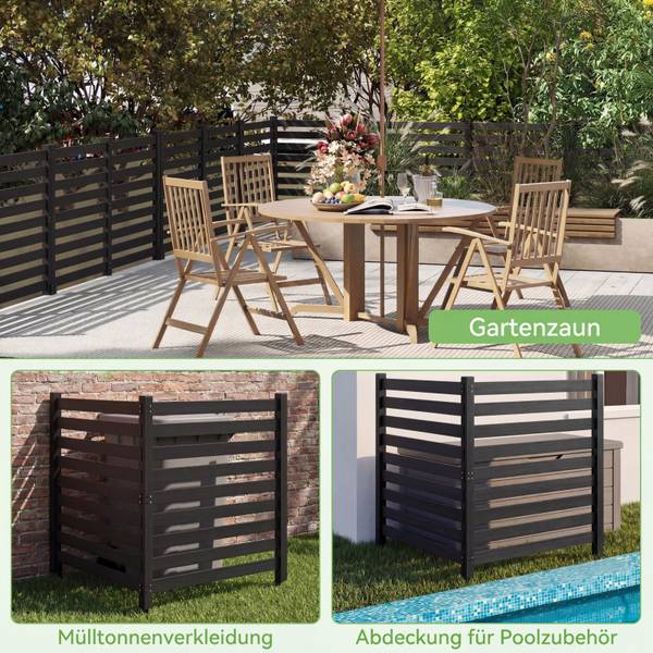 Gartenzaun ZB35496 2-tlg. Schwarz