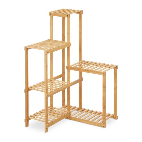 Eck Pflanzenregal Bambus Braun - Holzverbundwerkstoff - 62 x 101 x 62 cm