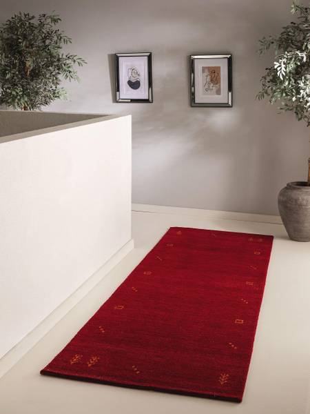 Tapis de couloir en laine Jamal Rouge - Profondeur : 300 cm