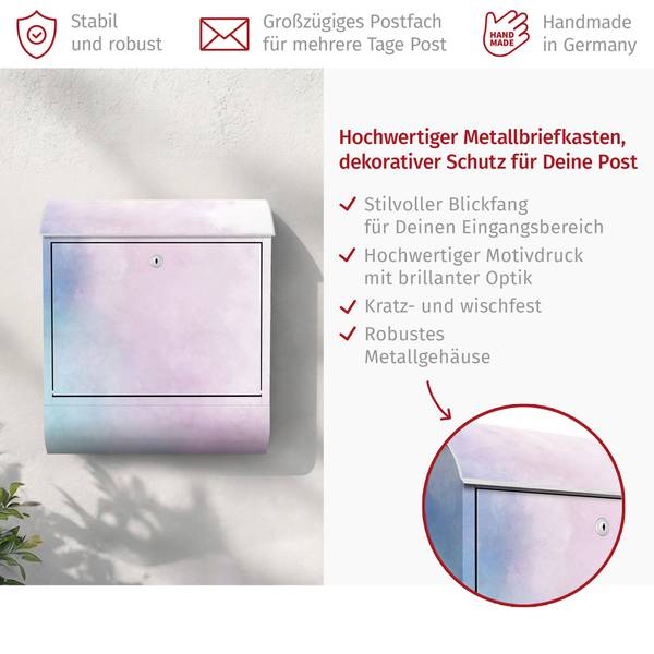 Briefkasten Aquarellstruktur Symbiose Violett - Stahl - 39 x 46 x 13 cm
