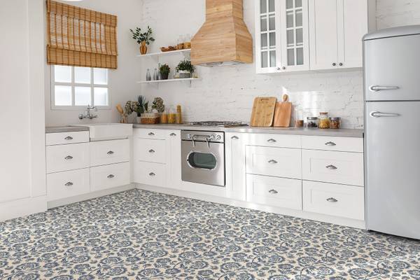 Selbstklebende Fliesen (9 St.) Blumen Grau - Polyester PVC - 30 x 30 x 0 cm