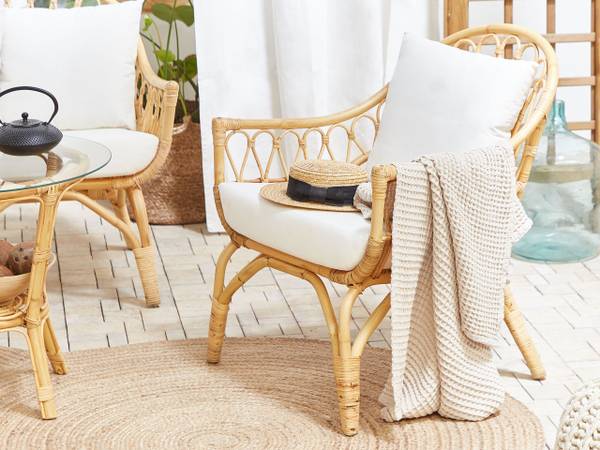 Sitzgruppe SIBARI 11-tlg Braun - Weiß - Rattan - 123 x 81 x 75 cm