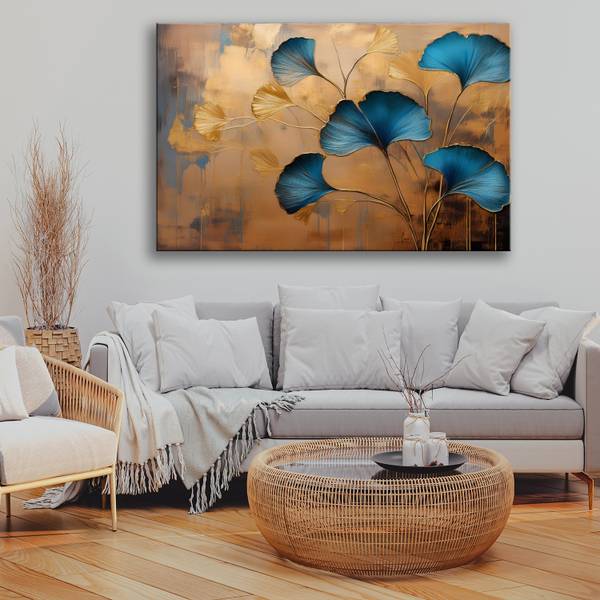 Wandbild blüten ginkgo botanik art déco 60 x 40 cm