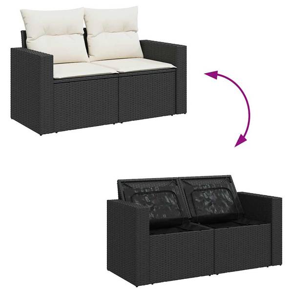 Tuin Bankstel 3037044-4 set van 6 zwart - crèmekleurig