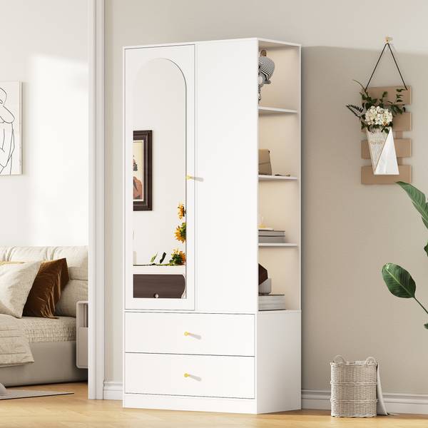 Kleiderschrank  MUDBA495 Ⅳ Weiß - Holzwerkstoff - 80 x 180 x 40 cm