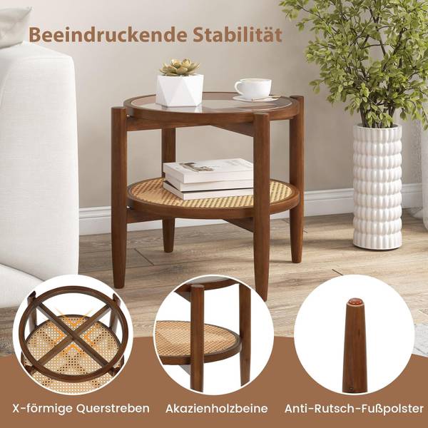 Beistelltisch JV11278 Braun - Massivholz - 56 x 46 x 56 cm