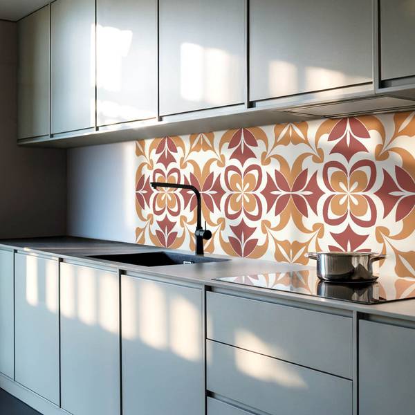 Fliesen Blumenranke 4er Set 50 x 50 cm