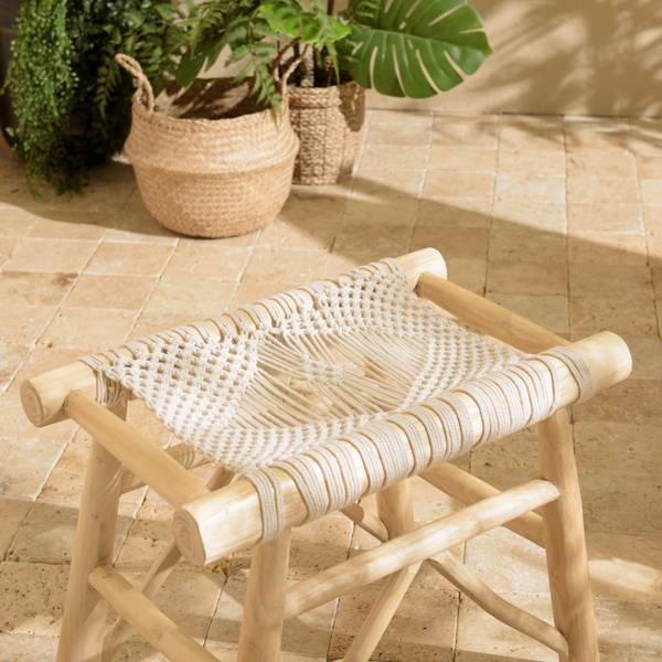 Hocker WILL Braun - Massivholz - 35 x 46 x 55 cm