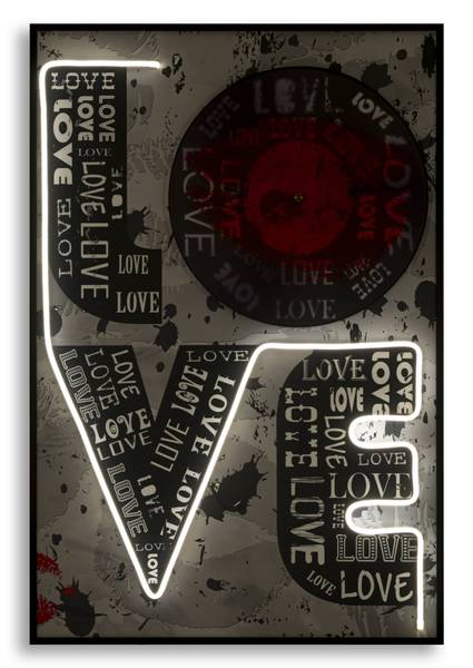 Canvas schilderij Love deels massief hout - 4 x 90 x 60 cm
