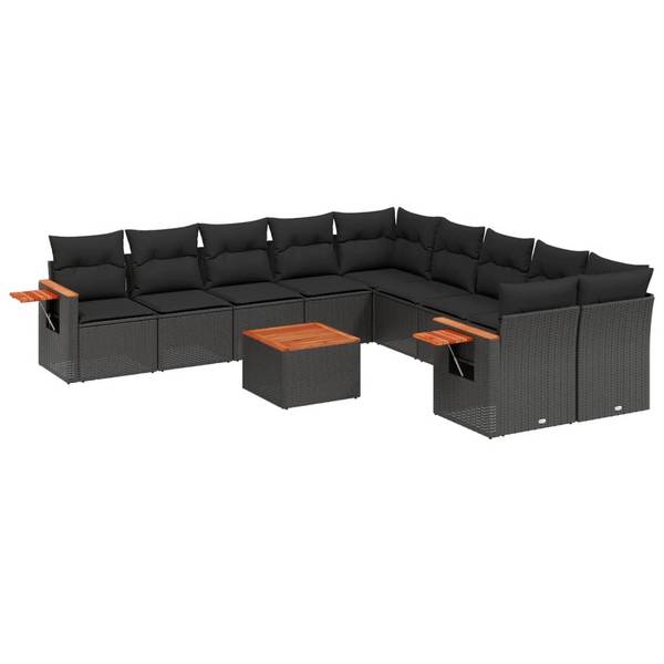 Garten-Lounge-Set 3034957-2 11-teilig Schwarz - Polyrattan - 62 x 69 x 62 cm