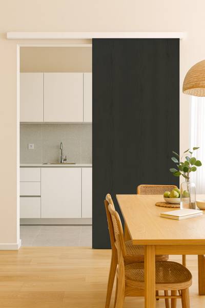 Porte Grey OAK Rail alu2949 Noir - En partie en bois massif - 83 x 3 x 4 cm