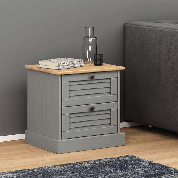 Nachttisch M639578 Grau - Massivholz - 35 x 42 x 42 cm