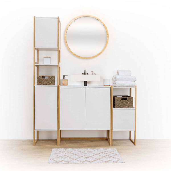 Meuble bas NATURÉO Blanc - Bois manufacturé - 33 x 80 x 33 cm