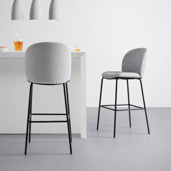 Barhocker MALEA Grau - Metall - Massivholz - Textil - 46 x 103 x 53 cm