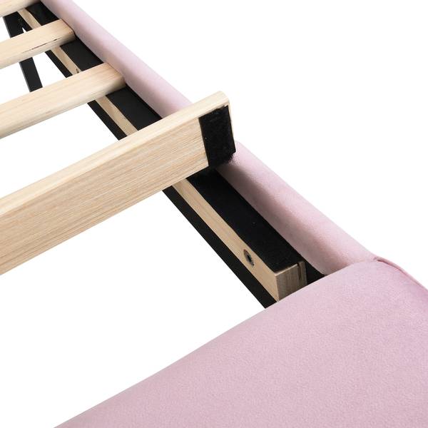 Kinderbett VELVMetal Ⅰ Pink - Samt - 100 x 110 x 241 cm