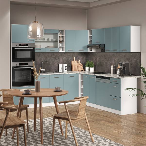 Cuisine En Angle Vicco R-Line - Moderne, Effet Chêne Blanc Brillant - NEUVE Sous Emballage