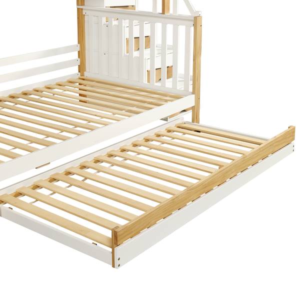 Etagenbett Elias I Weiß - Holzwerkstoff - Massivholz - 95 x 165 x 254 cm