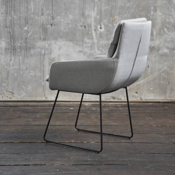 Chaise VINCE Microfibre pied traîneau Gris - Coton - 60 x 92 x 58 cm