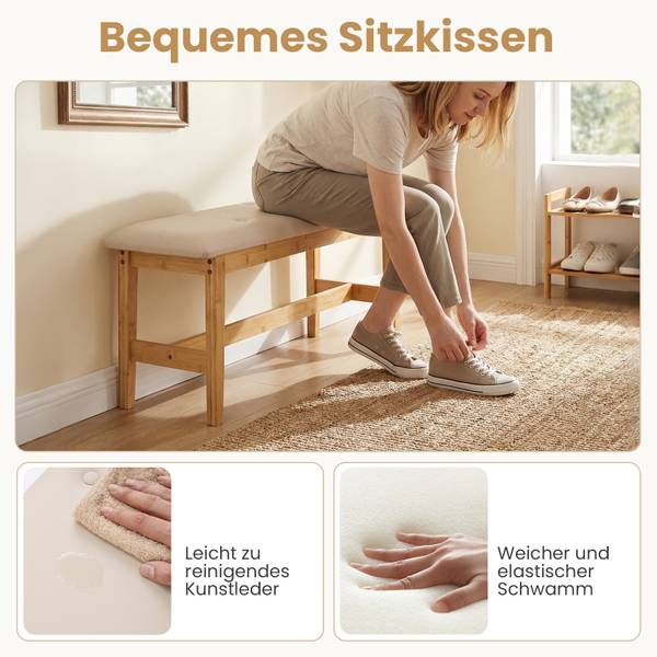 Sitzbank VH35923 Beige - Bambus - 30 x 50 x 100 cm
