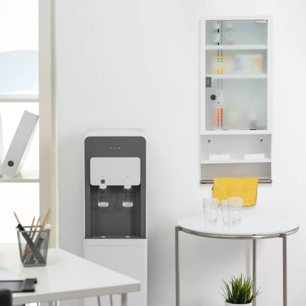 Abschließbarer Medizinschrank Glastür Silber - Weiß - Stahl - 27 x 65 x 12 cm
