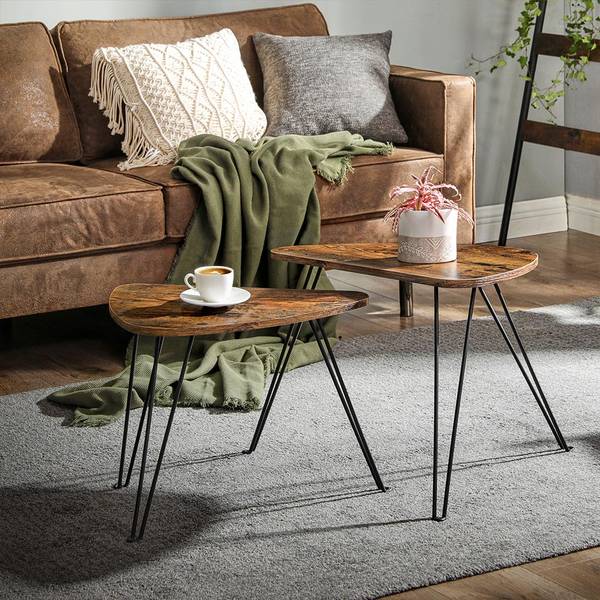 2er-Set Beistelltisch Couchtisch Lima Braun - Holzwerkstoff - 38 x 48 x 60 cm
