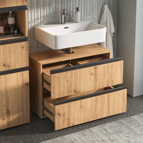 Badmöbel-Set Torren 59599 3er Set Braun - Holzwerkstoff - 80 x 58 x 35 cm