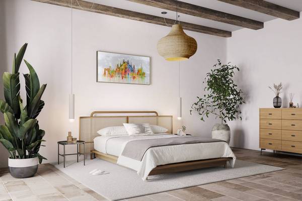 Tableau peint à la main Skyline Duomo Gris - Coton - 120 x 60 x 4 cm