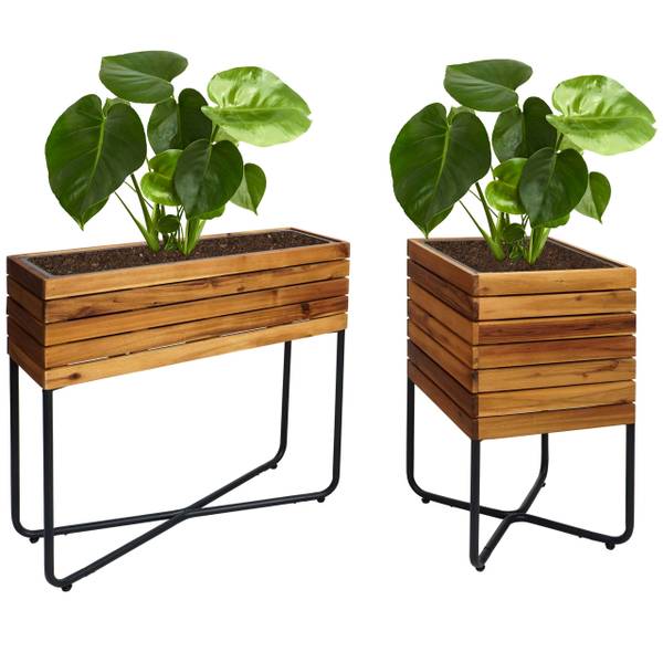 Pflanzkasten L25 (2er-Set) Braun - Akazie - 62 x 60 x 22 cm